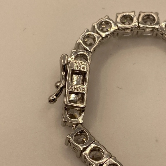 Choker Necklace 925 Sterling Silver China 16” 28.45 Grams Cubic Zircons - Picture 8 of 8